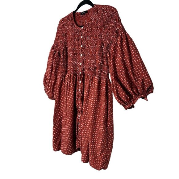 MADEWELL Challis Mini Dress Women Small Long Sleeve Button-Front Bohemian‎ Boho - Picture 6 of 9